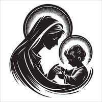 Jungfrau Maria halten Baby Jesus vektor