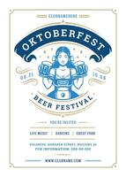 Oktoberfest Flyer oder Poster retro Typografie Vorlage Design willkommen zum Bier Festival Feier Illustration vektor
