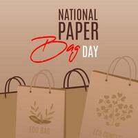 Lycklig nationell papper väska dag. eco begrepp. mall för baner, affisch, flygblad, bakgrund, kort. vektor