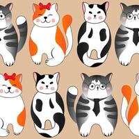 nahtlos Muster mit süß rot und grau Katzen auf Beige Hintergrund. Illustration zum Kinder. vektor