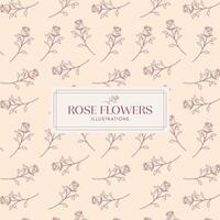 Eleganz rot Hand gezeichnet Monolinie Blumen- botanisch Rose Blume Hintergrund Design vektor