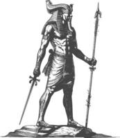 Pharao männlich das Ägypten mythisch Kreatur Bild mit alt Gravur Stil vektor