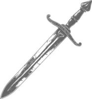 föråldrad rostig svärd bild använder sig av gammal gravyr stil vektor