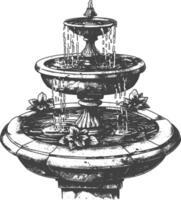 vatten fontän eller vatten väl bild använder sig av gammal gravyr stil vektor