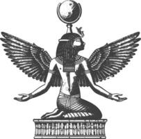 gammal egypten egyptisk hieroglyf symbol bilder använder sig av gammal gravyr stil kropp svart Färg endast vektor