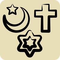 ikon religion. relaterad till foton och illustrationer symbol. hand dragen stil. enkel design illustration vektor