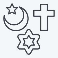 Symbol Religion. verbunden zu Fotos und Abbildungen Symbol. Linie Stil. einfach Design Illustration vektor