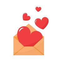Valentinstag Tag Herzen mit Briefumschlag auf Weiß vektor