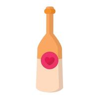 Karikatur Stil Illustration von Champagner Flasche mit romantisch vektor