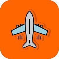 fliegend Flugzeug gefüllt Orange Hintergrund Symbol vektor