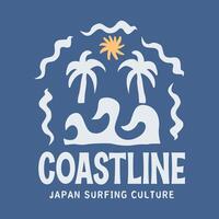 erkunden Surfen mit ein japanisch Twist groovig Asien T-Shirt Design vektor