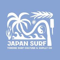 erkunden Surfen mit ein japanisch Twist groovig Asien T-Shirt Design vektor