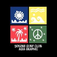 utforska surfing med en japansk vrida häftig Asien t-shirt design vektor