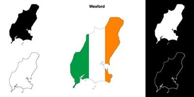 Wexford Bezirk Gliederung Karte einstellen vektor