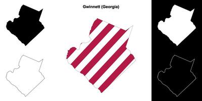 gwinnett grevskap, georgien översikt Karta uppsättning vektor