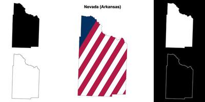 nevada grevskap, Arkansas översikt Karta uppsättning vektor