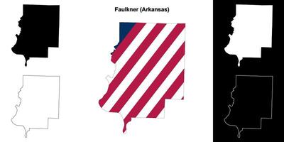 faulkner grevskap, Arkansas översikt Karta uppsättning vektor