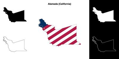 Alameda Bezirk, Kalifornien Gliederung Karte einstellen vektor