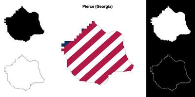 pierce grevskap, georgien översikt Karta uppsättning vektor