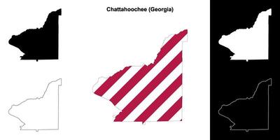 Chattahoochee Bezirk, Georgia Gliederung Karte einstellen vektor