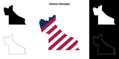 dawson Bezirk, Georgia Gliederung Karte einstellen vektor