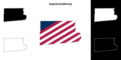 Kaiserliche Bezirk, Kalifornien Gliederung Karte einstellen vektor