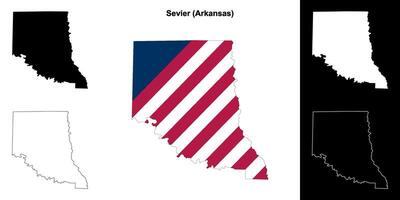 sevier grevskap, Arkansas översikt Karta uppsättning vektor