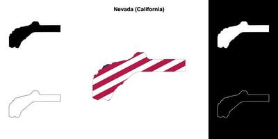 Nevada Bezirk, Kalifornien Gliederung Karte einstellen vektor