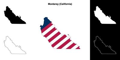 monterey Bezirk, Kalifornien Gliederung Karte einstellen vektor