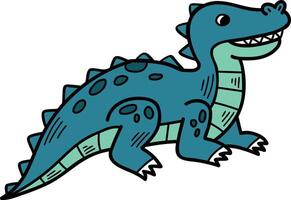 ein Karikatur Zeichnung von ein Dinosaurier mit ein groß Lächeln auf es ist Gesicht vektor