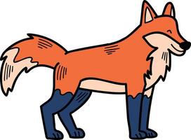 ein Karikatur Fuchs ist Sitzung auf das Boden mit es ist Pfoten auf es ist Hüften vektor