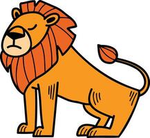 en tecknad serie lejon är Sammanträde på dess knackar med dess huvud ner vektor