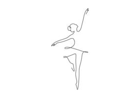 kontinuierlich Single Linie Zeichnung von Frau Schönheit Ballett Tänzer im Eleganz Bewegung Profi Illustration vektor