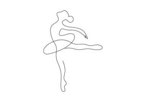 kontinuerlig enda linje teckning av kvinna skönhet balett dansare i elegans rörelse proffs illustration vektor