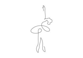 kontinuerlig ett linje teckning av kvinna skönhet balett dansare i elegans rörelse premie illustration vektor