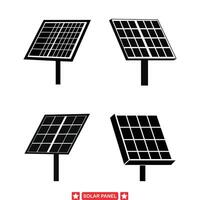 sol- kraft silhuett bunt olika mönster skildrar sol- panel installationer och alternativ energi källor vektor