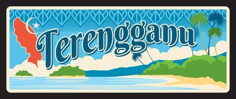 Terenggau, malaysisch Region Reise Plakette vektor