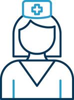 sjuksköterska linje blå två Färg ikon vektor