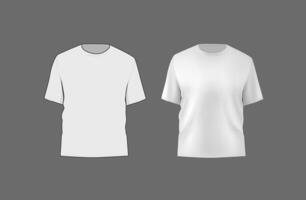 grundläggande svart manlig t-shirt mockup. främre och tillbaka se. tom textil- skriva ut mall för mode Kläder. vektor