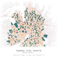 Sydney Stadt Center, Australien, städtisch Detail Straßen Straßen Farbe Karte , Element Vorlage Bild vektor