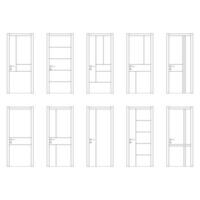 minimalistisk dörrar uppsättning grafisk svart vit isolerat skiss illustration , eps 10. vektor
