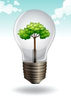 Sparen Sie Energie mit Glühbirne und Baum vektor