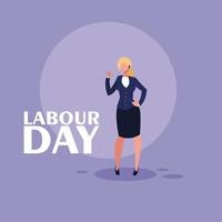 Labor Day firande med affärskvinna vektor