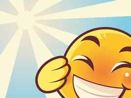 lustiges Emoji, lachendes Emoticongesicht Social Media Sunburst-Hintergrund vektor