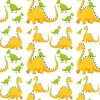 Sömlös bakgrund med gula och gröna dinosaurier vektor