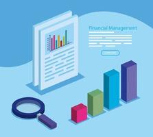 Finanzmanagement mit Infografik und Lupe vektor