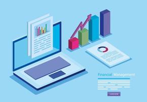 Finanzmanagement mit Laptop und Infografik vektor