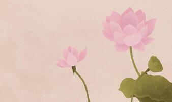 Chinesisch Stil Rosa Lotus horizontal Illustration vektor