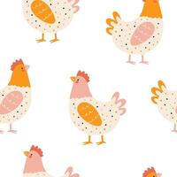 nahtlos Muster mit süß Hühner auf ein Weiß Hintergrund vektor