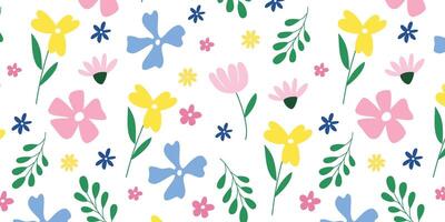 sömlös mönster med hand dragen blommor. blommig bakgrund yta design, textil, brevpapper, omslag papper, täcker. illustration vektor